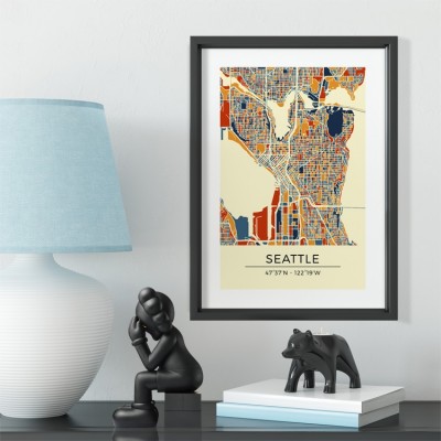 America Seattle artistic map photo frame