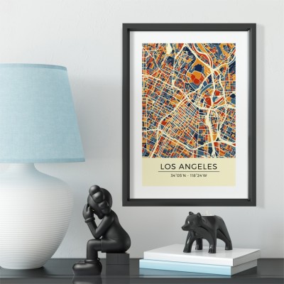 America Los Angeles artistic map photo frame