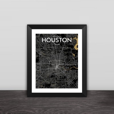Houston map line drawing art illustration section solid wood decorative photo frame photo wall