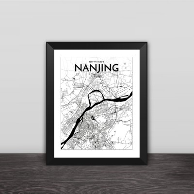 Nanjing map line drawing art illustration section solid wood decorative photo frame photo wall