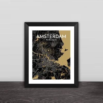 Amsterdam map line drawing art illustration section solid wood decorative photo frame photo wall
