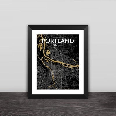 United States Portland City Map Line Drawing Art Solid Wood Decorative Photo Frame Photo Wall