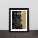Milwaukee city map line drawing art solid wood decorative photo frame photo wall