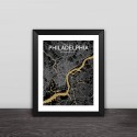 Philadelphia map line drawing art illustration section solid wood decorative photo frame photo wall