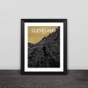 Cleveland city map line drawing art solid wood decorative photo frame photo wall