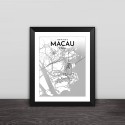 Macao map line drawing art illustration section solid wood decorative photo frame photo wall table hanging frame