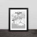 Dalian map line drawing art illustration section solid wood decorative photo frame photo wall table hanging frame
