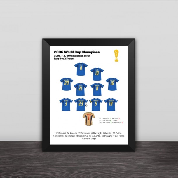 Brazil, France, Italy and Germany world cup lineup solid wood photo frame