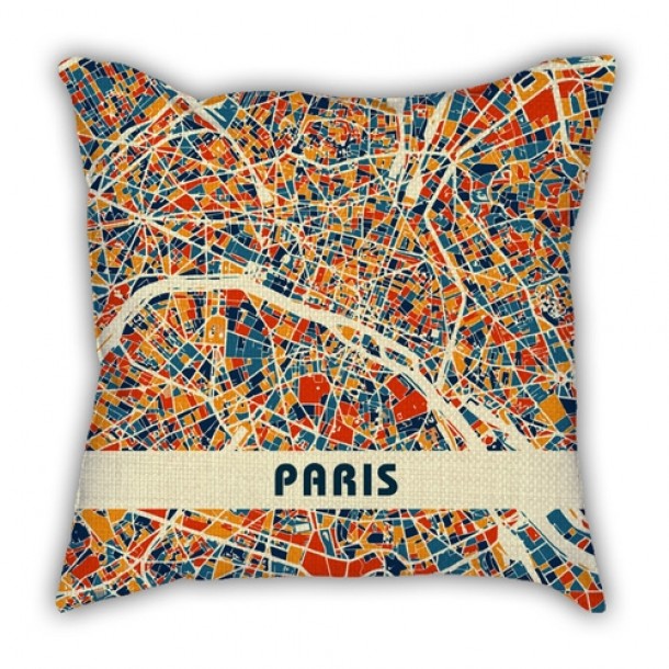 Map models Paris City City pillow pillow sofa cotton and linen texture car pillow cushion gift