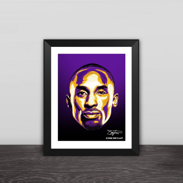 Los Angeles Lakers Kobe head portrait illustration solid wood decorative photo frame photo wall table hanging frame