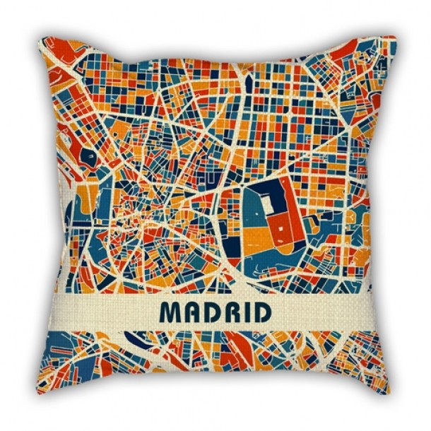 City models Madrid map pillow sofa cotton and linen texture car pillow